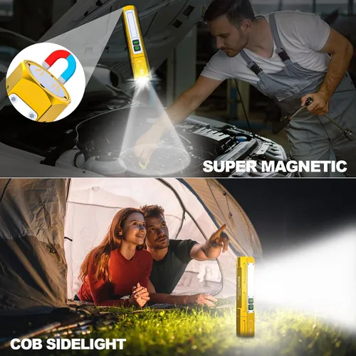 Miniatura 2 de Linternas recargables de alto lúmenes, linterna magnética de bolsillo pequeño superbrillante, 8 modos de luz LED táctica, potente luz de trabajo