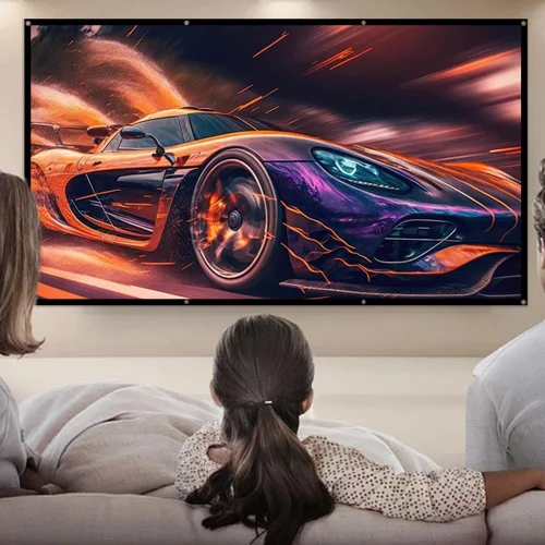 Miniatura 6 de Pantalla de proyector portátil de 100 pulgadas para exteriores: Pantalla de cine en casa plegable de pared colgante de interior 4K HD antiarrugas