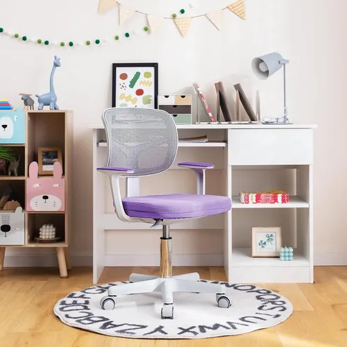 Miniatura 2 de GLACER Silla de escritorio para niños, silla de estudio giratoria de malla ajustable con ruedas, brazos, silla ergonómica para computadora