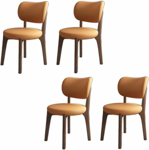 Miniatura 15 de Juego de 2 sillas de comedor tapizadas de cuero suave, sillas de comedor de madera maciza, con asiento acolchado y patas de madera para cocina, sala