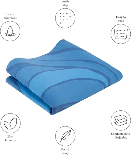 Miniatura 5 de Tapete de yoga de viaje, antideslizante, plegable, con bolsa de transporte para yoga, ejercicio, pilates, 0.059 in de grosor, ligero, esterilla