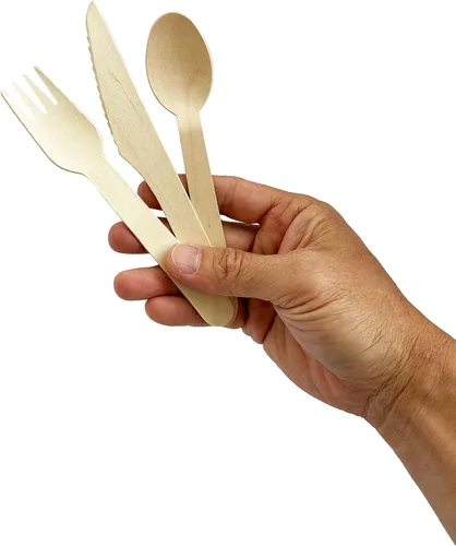 Miniatura 5 de KingSeal Cucharas desechables de madera de abedul, biodegradables y respetuosas con el medio ambiente, 6.25 pulgadas de longitud – 1 paquete de 100