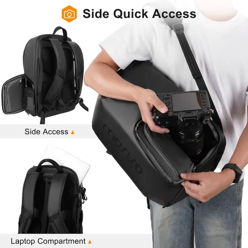 Miniatura 3 de MOSISO Mochila para cámara, DSLR/SLR/SLR/sin espejo, mochila de fotografía de acceso completo, bolsa impermeable para cámara con soporte