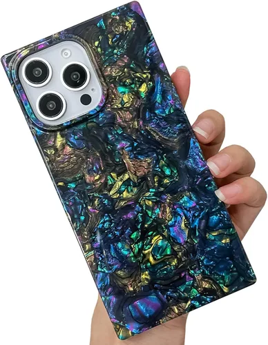 Miniatura 12 de Elegante Funda con Concha de Madre Perla para Niña Compatible con iPhone 14 de 6.1 Pulgadas, Funda Rectángulo con Borde, Elegante y delgada