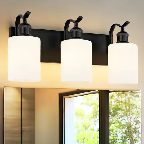 Miniatura 21 de Lámpara de tocador de baño de 3 luces, aplique de pared de níquel cepillado, lámpara de baño moderna con vidrio transparente, VL01BN-3 Níquel
