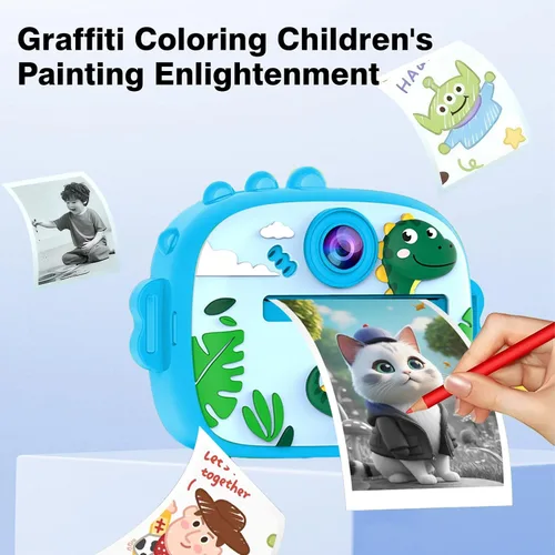 Miniatura 6 de Cámara para niños con impresión instantánea, cámaras duales delanteras y traseras, juguete digital de viaje portátil, cumpleaños para niñas y niños