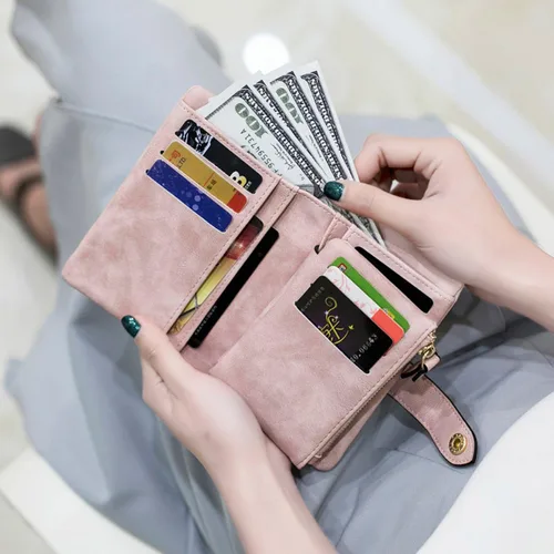 Miniatura 6 de Carteras para mujer, plegables, pequeñas, de piel suave, Rfid, billeteras triples para mujer, billeteras para mujer, mini cartera de mano