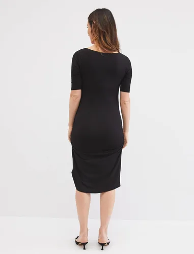 Miniatura 5 de Motherhood Maternity Vestido de camiseta de maternidad con manga codada lateral para mujer