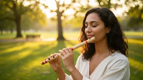 Miniatura 5 de Flauta de bambú de madera india auténtica de 14 pulgadas en clave "B", grabador de instrumentos musicales de viento de madera, Bansuri tradicional