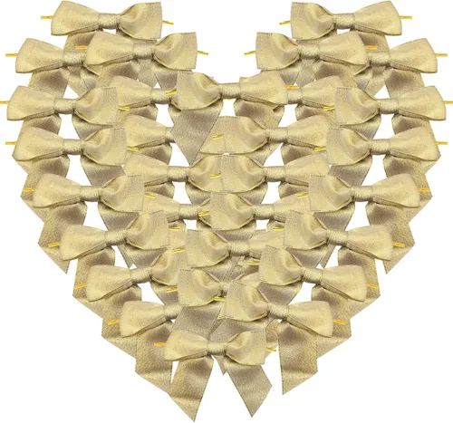 Miniatura 33 de 50 lazos de oro blanco de 3-1/2 pulgadas con lazos giratorios para envolver regalos, embalaje, decoración de Navidad (W.Gold)