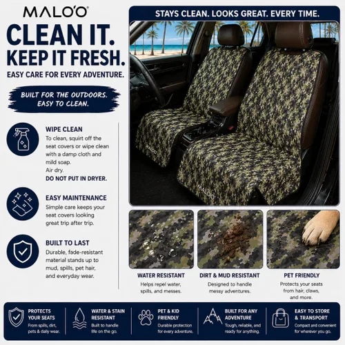 Miniatura 8 de Malo'o Funda impermeable para asiento de automóvil, protector universal de asiento de neopreno para automóviles, camiones y SUV, protege contra