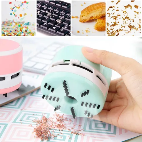 Miniatura 4 de Mini aspiradora, aspiradora de escritorio, barredora de migas, plumero de escritorio, mini aspiradora de escritorio para mesa, verde y blanco