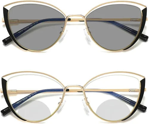 Gafas de lectura bifocales de ojo de gato antifatiga para mujer, transición, al aire libre, bifocales fotocromáticos, lectores