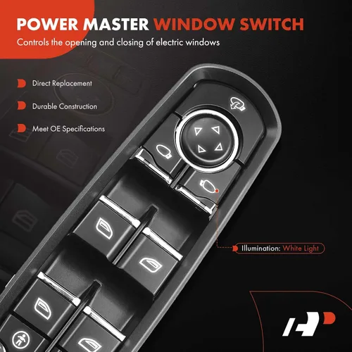 Miniatura 3 de A-Premium Master - Interruptor de elevalunas eléctrico compatible con Porsche Cayenne 2011-2014, Macan 2015, Panamera 2010-2015 Hatchback, lado
