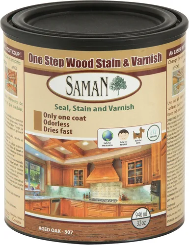SamaN Interior One Step Sellador, Tinte y Barniz para Madera – Tinte a Base de Aceite Sin Olor - Protección para Muebles y Madera Fina (Roble Roble