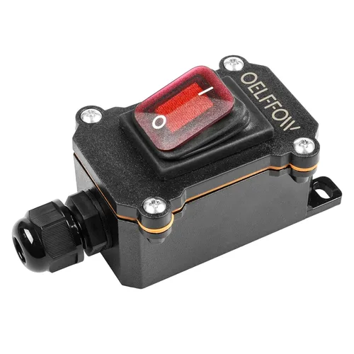 Miniatura 7 de Interruptor de palanca de encendido/apagado impermeable doble con botón de palanca de luz roja, interruptor de cable en línea DPST AC/DC 20A-125V