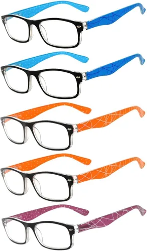 Miniatura 7 de OWL Readers - Paquete de 5 lentes de lectura elegantes para mujer con hermosos patrones para mujer, bisagra de resorte de lujo, aspecto elegante 5158