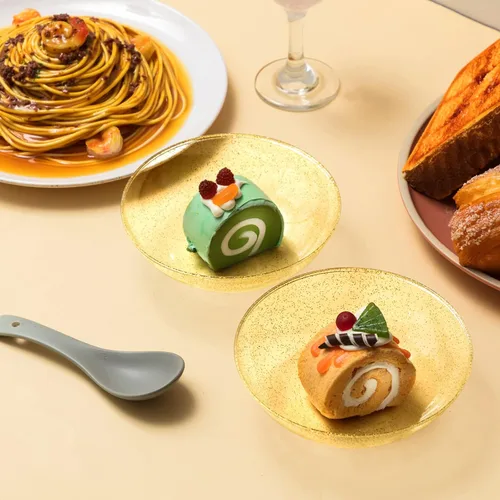 Miniatura 4 de Gerrii Paquete de 100 cuencos de plástico con purpurina dorada de 14 onzas, cuencos desechables para ensaladas, recipientes de sopa de postres