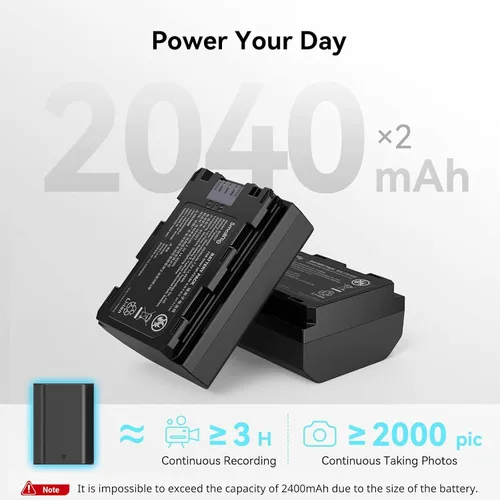 Miniatura 2 de SMALLRIG Juego de Cargador de Batería de Cámara de Reemplazo para NP-FZ100 A7 IV, A7R V, A7S III, Cargador de Batería de Doble Ranura para Sony A7R