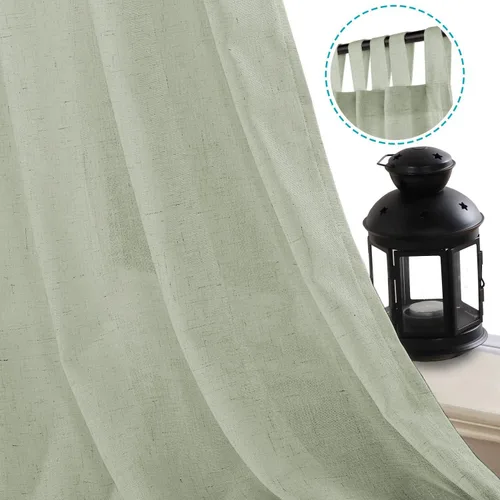 Miniatura 2 de H.VERSAILTEX Cortinas aireadas mezcladas de lino natural con pestaña superior para sala de estar, decoración del hogar, material suave y rico que