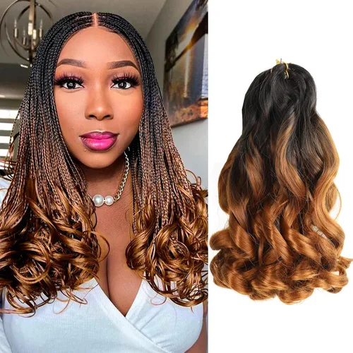 Miniatura 10 de Cabello rizado francés para trenzar de 12 pulgadas, 8 paquetes de cabello rizado preestirado para trenzas de caja, rizos franceses, trenzas