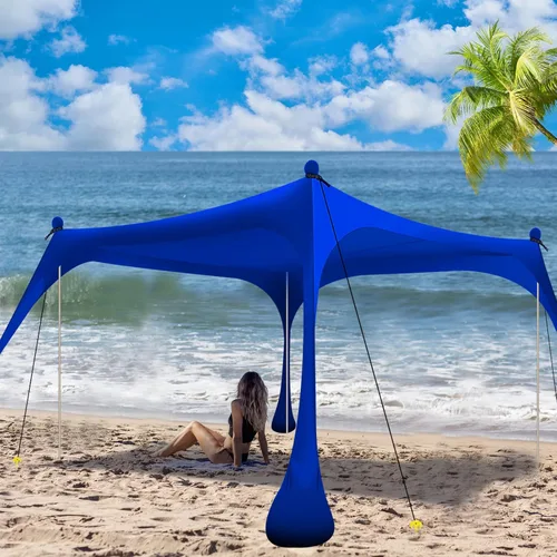 Miniatura 7 de Buheco - Tienda de campaña de playa, toldo desplegable de 7 x 7.5 pies, refugio solar UPF50+ con 4 postes plegables, bolsa de transporte portátil