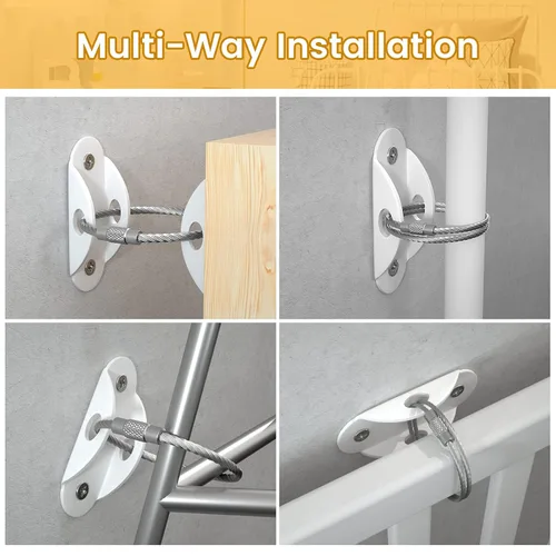Miniatura 8 de Booda Brand Anclajes para muebles (paquete de 10) para proteger a los bebés, correas de muebles antipuntas, anclaje para muebles que aseguran 400