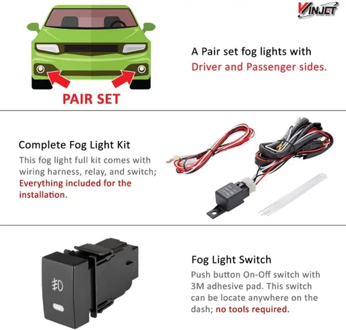 Miniatura 5 de Winjet Serie OEM para Honda Civic Coupe 2014-2015 - Luces antiniebla de conducción + interruptor + kit de cableado