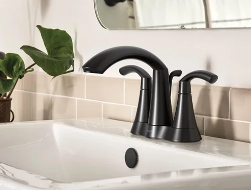 Miniatura 3 de Moen 6172BL Glyde - Grifo de baño con dos manijas de arco alto, color negro mate
