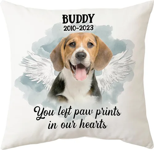 Miniatura 11 de Hyturtle Almohada personalizada conmemorativa de condolencia con inserción - 12"x12" impresa por ambas caras con nombre personalizado y foto