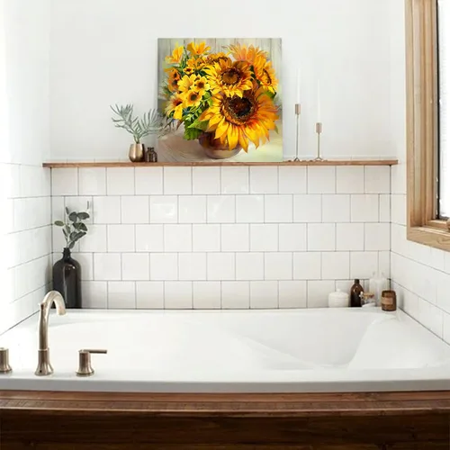 Miniatura 5 de Decoración de baño con margaritas blancas para decoración de pared, diseño de margarita blanca, pinturas de cocina para decoración de pared, campo