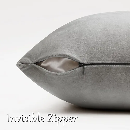 Miniatura 4 de GIGIZAZA - Juego de 2 fundas de almohada decorativas de terciopelo gris plateado para sofá, cama, fundas de cojín suaves