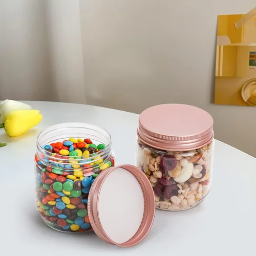 Miniatura 6 de Fasmov Paquete de 25 recipientes de plástico transparente de 8 onzas con tapas de oro rosa, recipientes redondos vacíos de plástico