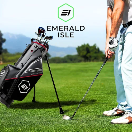 Miniatura 8 de Emerald Isle Bolsa de Golf de Pie con Divisor de Longitud Completa de 14 Vías, Bolsa de Transporte Resistente con Capucha para Lluvia, Múltiples