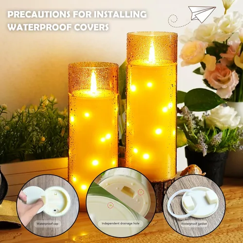 Miniatura 3 de kakoya Velas LED grandes sin llama de 11" x 4" pulgadas para exteriores, impermeables, con control remoto y temporizador, velas de pilar acrílicas