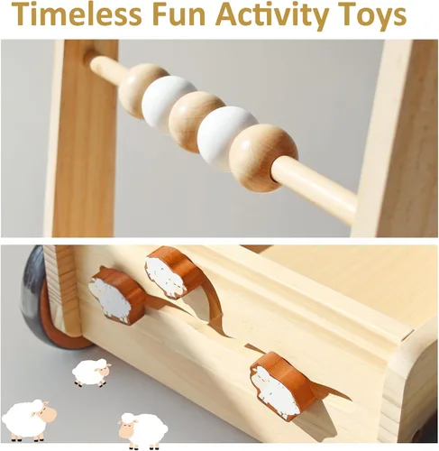 Miniatura 3 de PairPear Juguetes de Paseo de Madera para Bebés, Andadores de Madera con Velocidad Ajustable para Bebés Aprendiendo a Caminar, Juguetes de Empujar