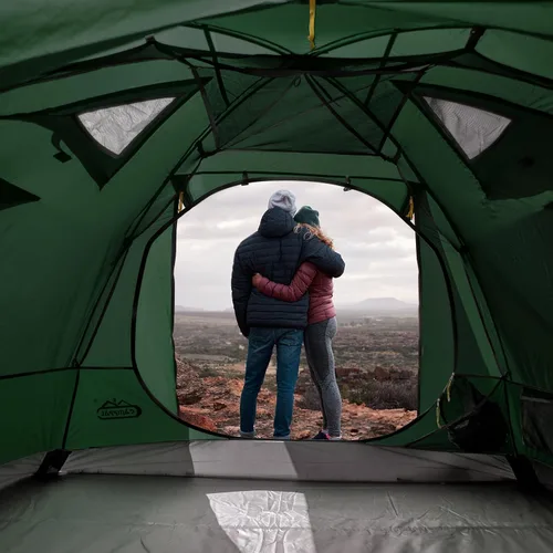 Miniatura 5 de Carpa de mochilero Camppal de 2-3 personas con puerta doble y 2 vestíbulos, impermeable, a prueba de viento, ligera, fácil de montar, para 3