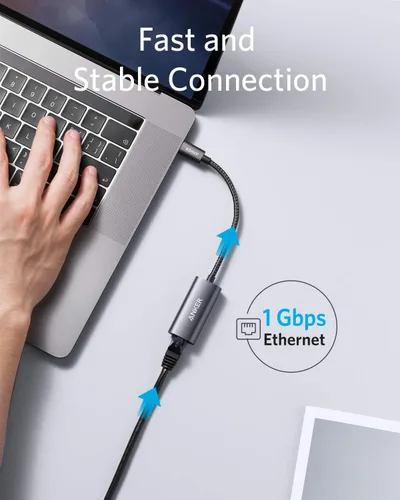 Miniatura 3 de Anker Adaptador USB C 3.0 a Ethernet, concentrador de red portátil de 1 Gigabit, 10/100/1000 Mbps, para MacBook Pro, iPad Pro 2019/2018, ChromeBook