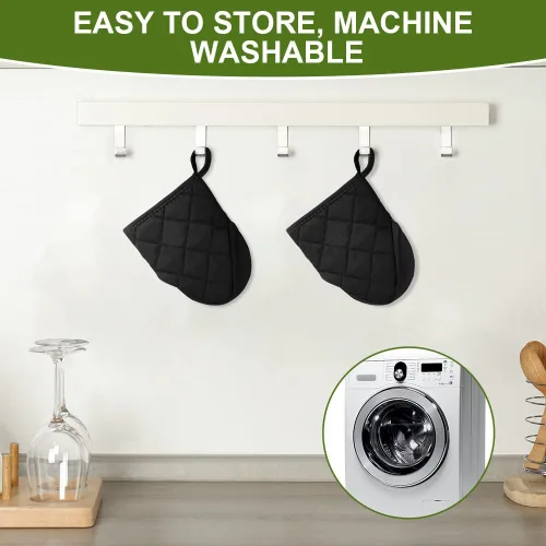 Miniatura 7 de AUAUY Mini manoplas para horno, 2 manoplas de horno pequeñas de 428.0 °F/428°F resistentes al calor con superficie antideslizante y guantes de lazo