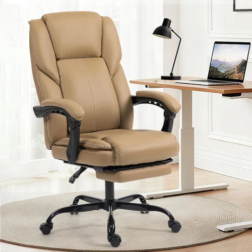 Miniatura 14 de Silla de oficina – Silla ejecutiva de cuero de escritorio de oficina con respaldo alto con función de balanceo – Ergonómica, transpirable, cómoda