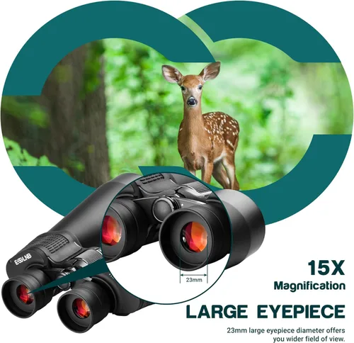 Miniatura 3 de ESSLNB Binoculares Gigantes de Astronomía 15X70 con Adaptador para Teléfono, Adaptador de Trípode y Bolsa de Transporte FMC Binoculares Impermeables