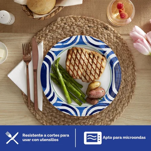 Miniatura 5 de Dixie Platos de papel ultragrandes, 10 pulgadas, 44 unidades, 3 veces más fuertes, resistentes, aptos para microondas, a prueba de remojo