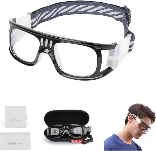 Miniatura 17 de SooGree Sports Glasses - Racquetball Goggles Basketball Football Eye Protective Almohadilla de nariz blanca con marco gris G8042