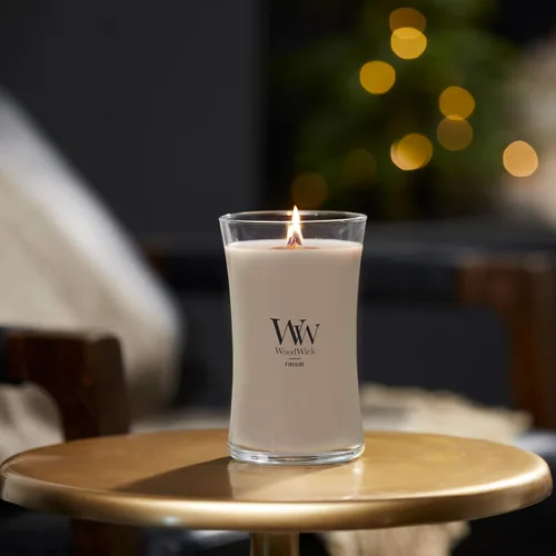 Miniatura 6 de WoodWick Santal Myrrh - Vela grande en frasco con forma de reloj de arena, cera de mezcla de soya prémium, mecha de madera Pluswick Innovation