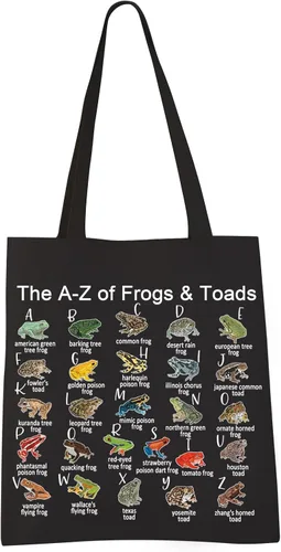 VAMSII Bolso de mano con diseño de rana y sapo, bolsa estética para mujeres y niñas de la A-Z of Frogs & Toads