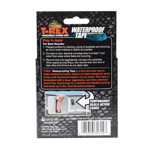 Miniatura 2 de T-REX Cinta impermeable para superficies húmedas o ásperas / sucias, incluyendo bajo el agua, fugas, reparación de mangueras y más, color negro, 1
