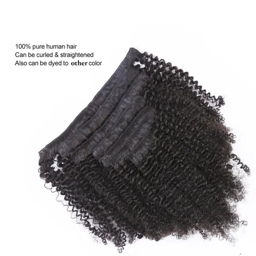 Miniatura 7 de Extensiones de cabello rizado con horquillas, cabello humano virgen Remy, extensiones de pelo rizado brasileño 4B 4C, grado 8A, gruesos
