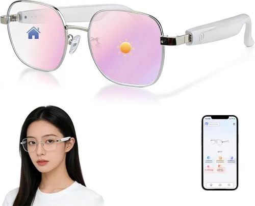 Miniatura 10 de Lentes inteligentes Al 2026 para hombres y mujeres, lentes de traducción Bluetooth con 164 idiomas, lente de cambio de color, música y llamadas
