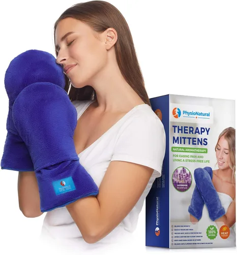Manoplas de terapia seguras para microondas con semillas de lino, alivio de terapia de calor húmedo para manos y dedos para articulaciones rígidas,