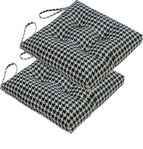 Miniatura 15 de Paquete de 2 cojines de mimbre para asiento de patio para exteriores e interiores con lazos, cojín para silla de comedor, 17 x 17 pulgadas